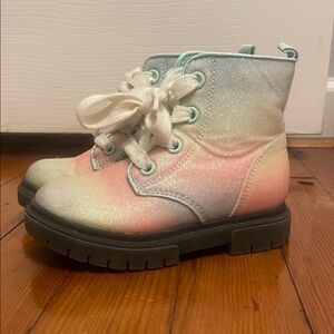 Cat & Jack Glittery Pastel Boots with White Laces